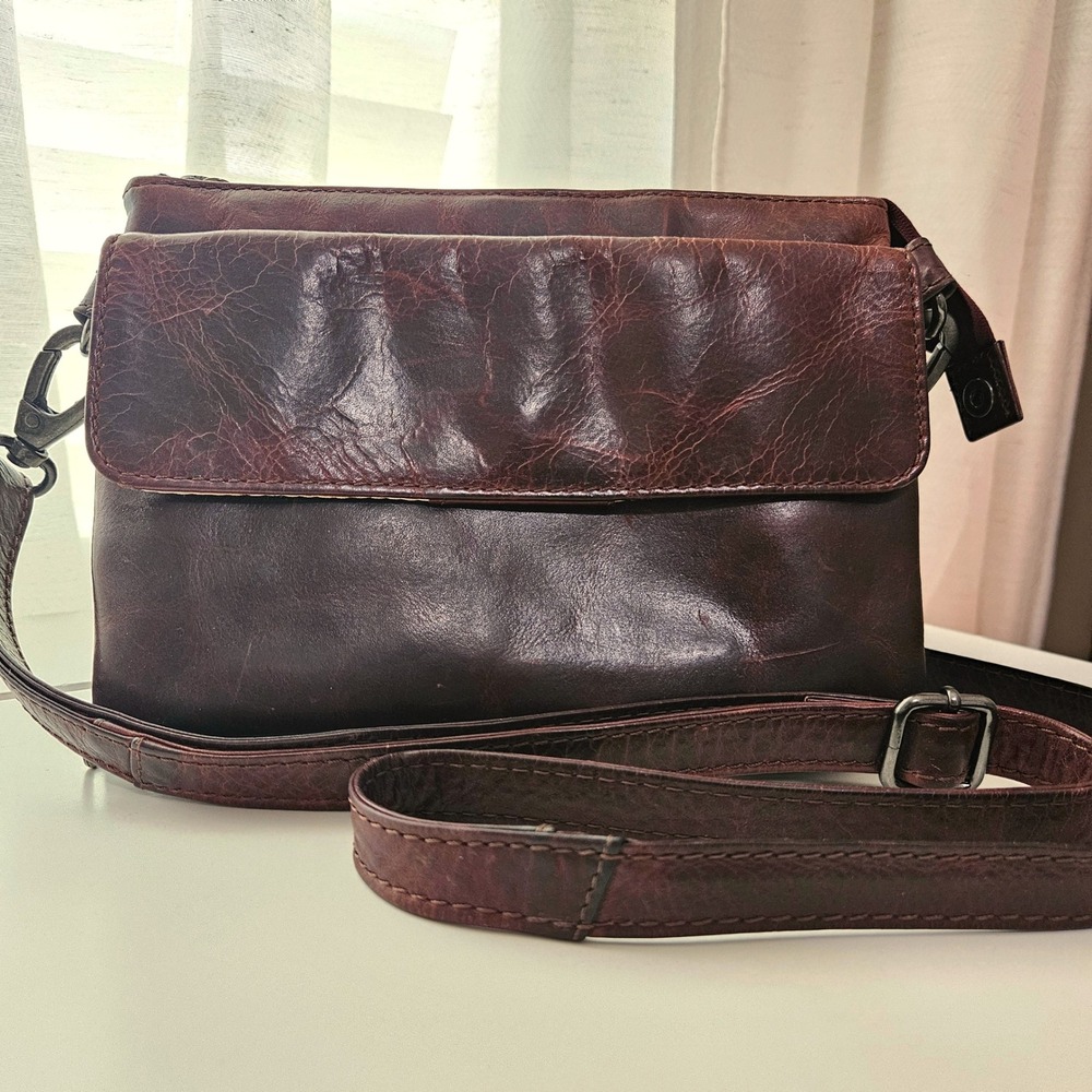 Lady Conceal Leather Crossbody Bag Brown Organizer Concealed Carry CCW Purse